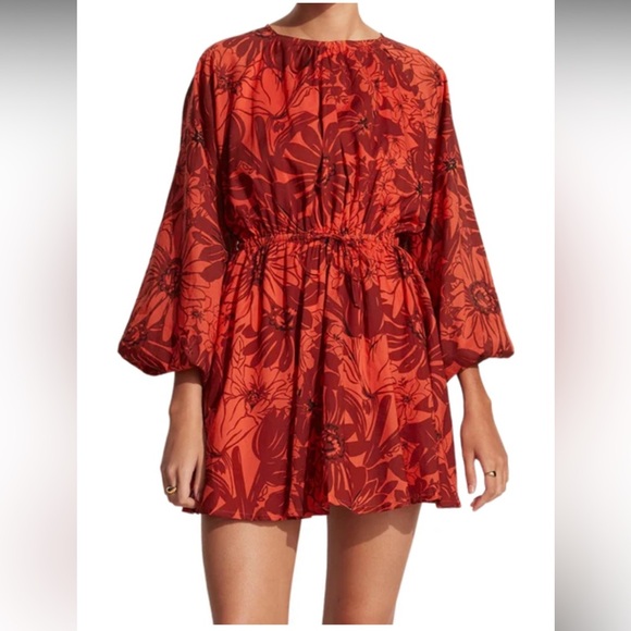 Faithful the brand Syrma Mini Dress floral red backless boho - Picture 3 of 6